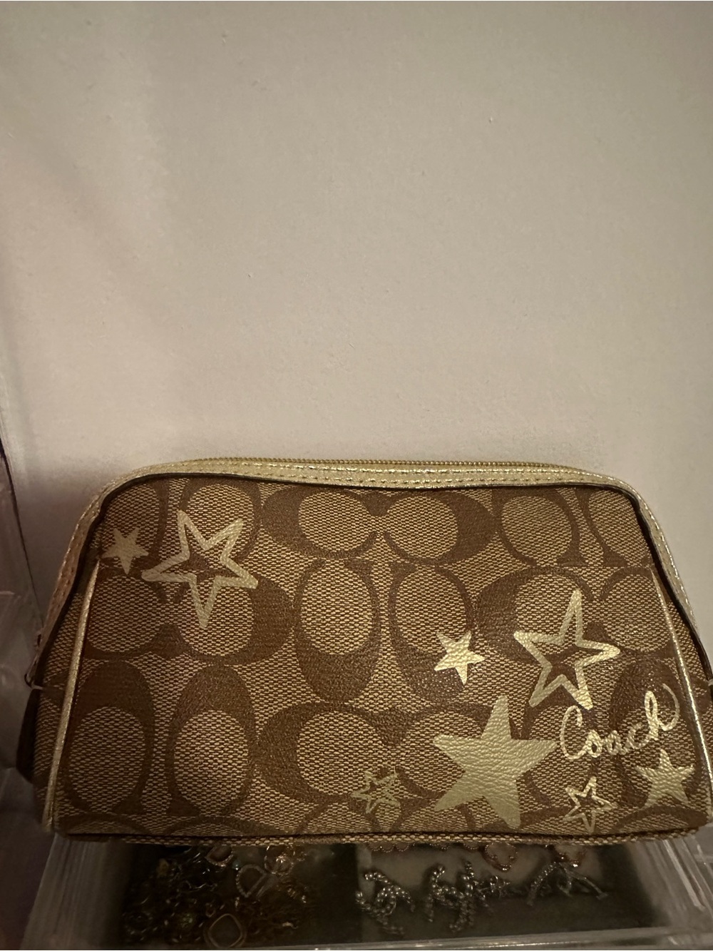 Coach Metallic Gold Signature Star Pouch